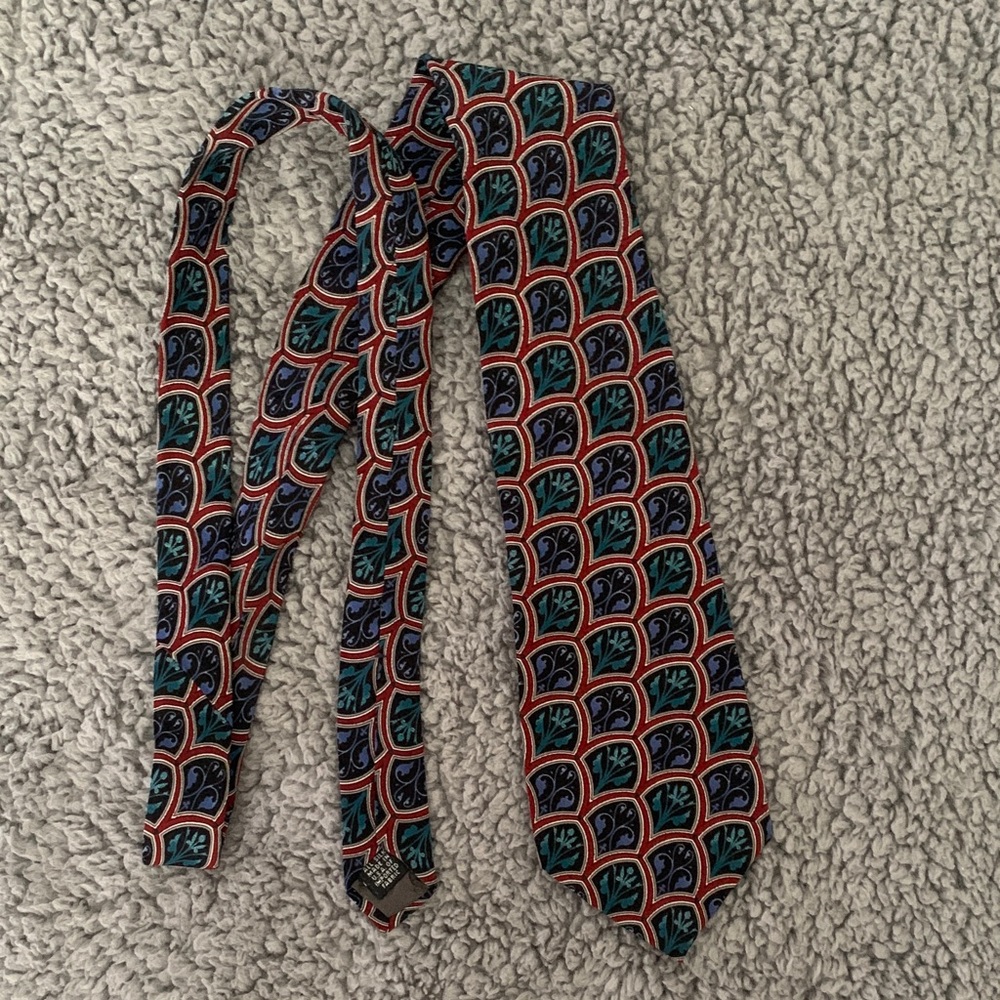 Christian Dior Blue and Green Patterned Men's Tie
